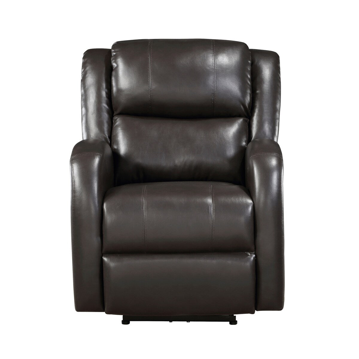 Fauteuil d'appoint inclinable électrique Karena de 96 cm, similicuir marron, bois massif