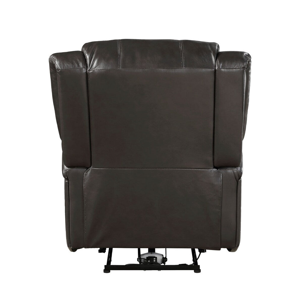 Fauteuil d'appoint inclinable électrique Karena de 96 cm, similicuir marron, bois massif