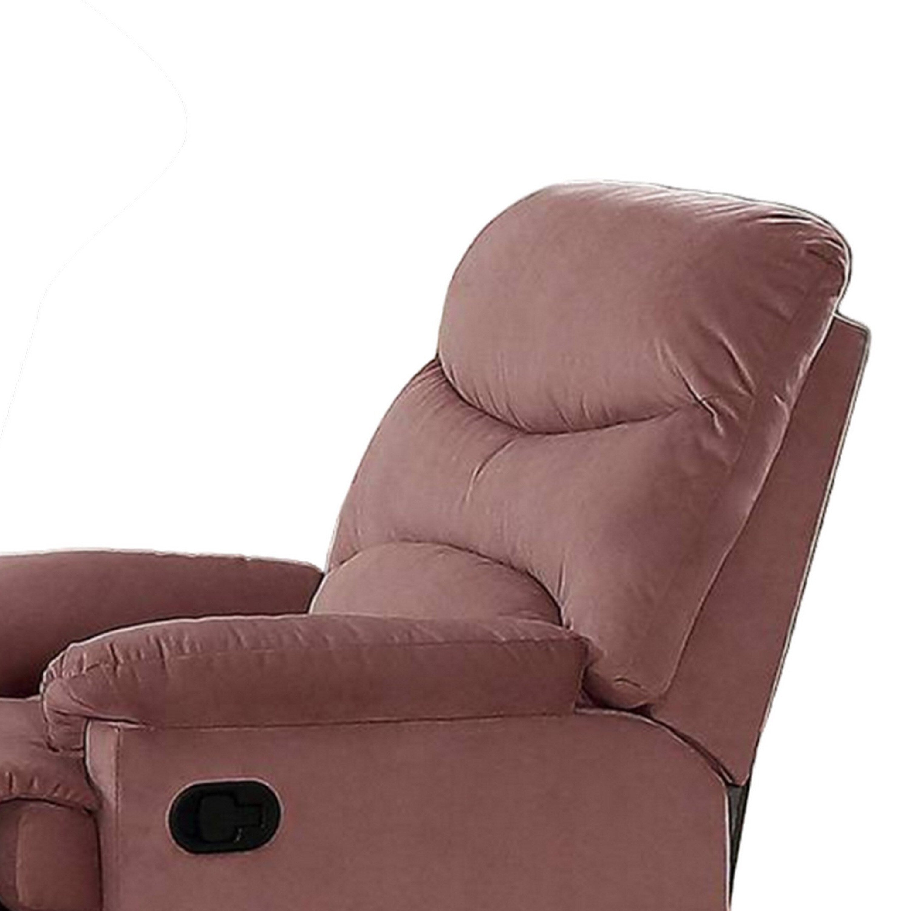Fauteuil inclinable manuel Karry, velours rose poudré rembourré, bois massif