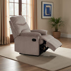 Fauteuil inclinable manuel Karry, velours marron clair moelleux, bois massif