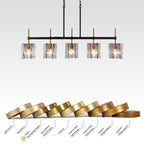 Lustre linéaire moderne Kasy à 5 lumières en verre texturé pour îlot de cuisine, design unique