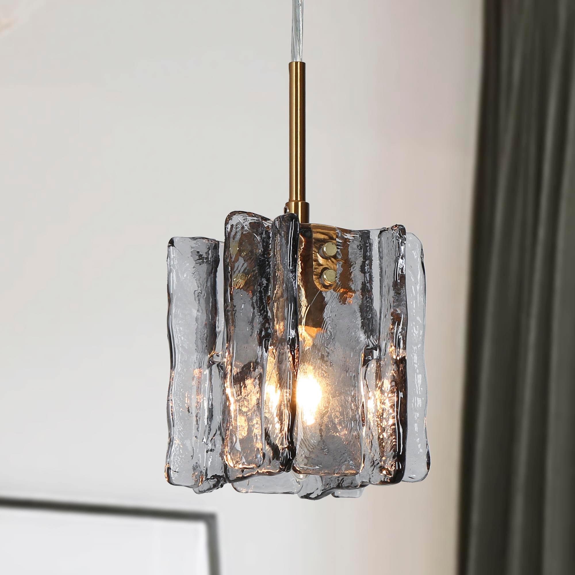 Suspension Kasy moderne à 1 lumière, luminaire en verre pour îlot de salle à manger