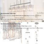 Lustre linéaire moderne Kasy à 5 lumières en verre texturé pour îlot de cuisine, design unique