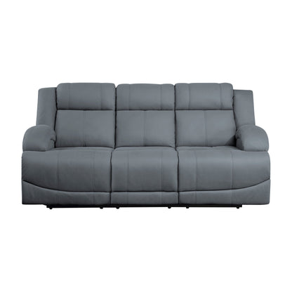 Canapé inclinable électrique double Kate 82 pouces, ports USB, microfibre bleue, bois
