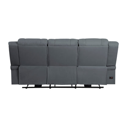 Canapé inclinable électrique double Kate 82 pouces, ports USB, microfibre bleue, bois