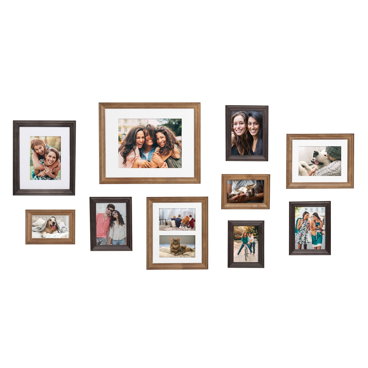 Ensemble de 10 cadres photo muraux en bois Kate et Laurel Bordeaux