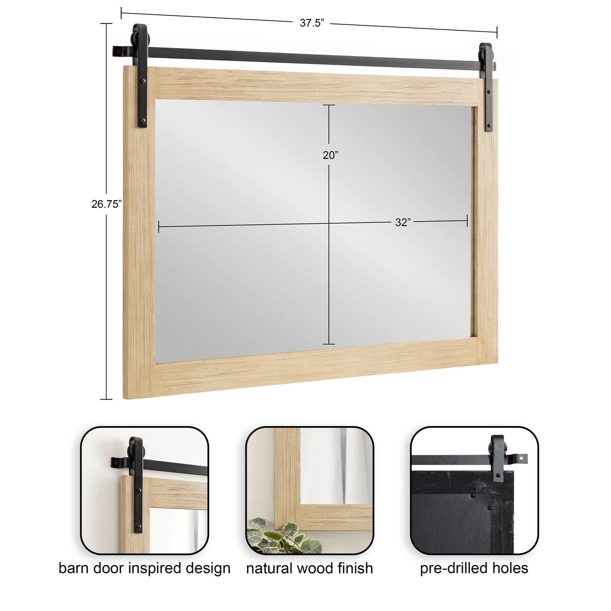 Miroir mural rectangulaire rustique Kate et Laurel Cates