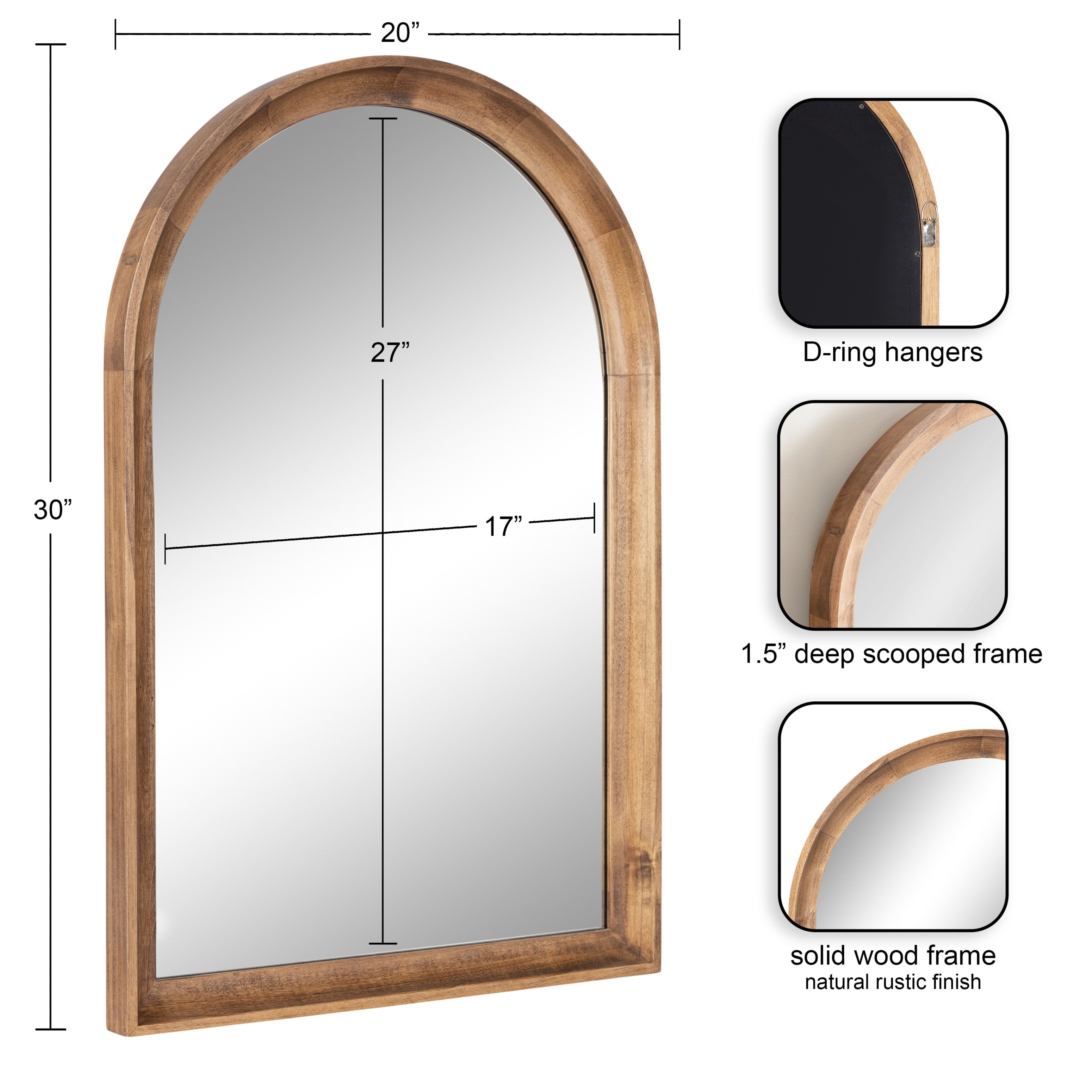Miroir mural en bois Arch de Kate et Laurel Hatherleigh
