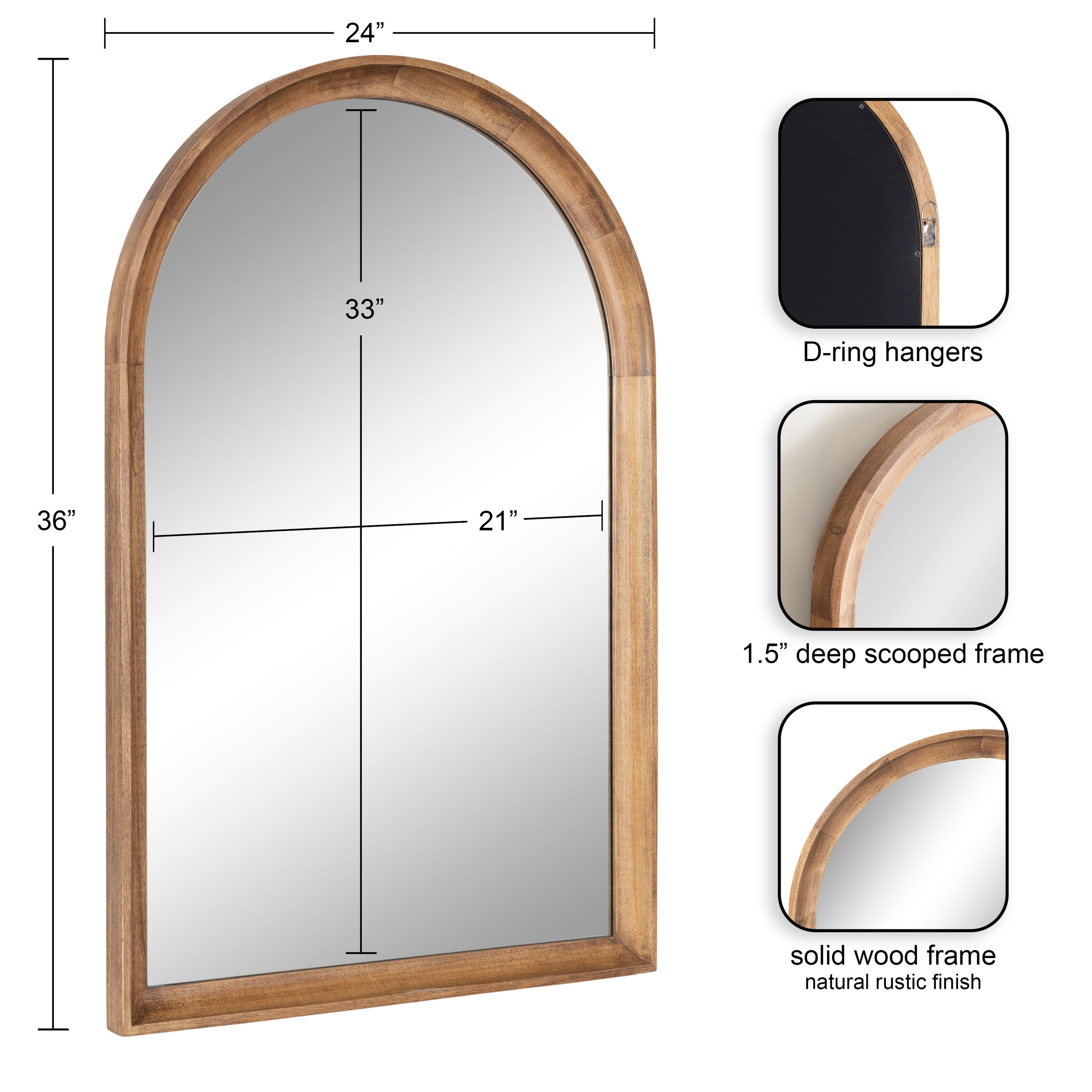 Miroir mural en bois Arch de Kate et Laurel Hatherleigh