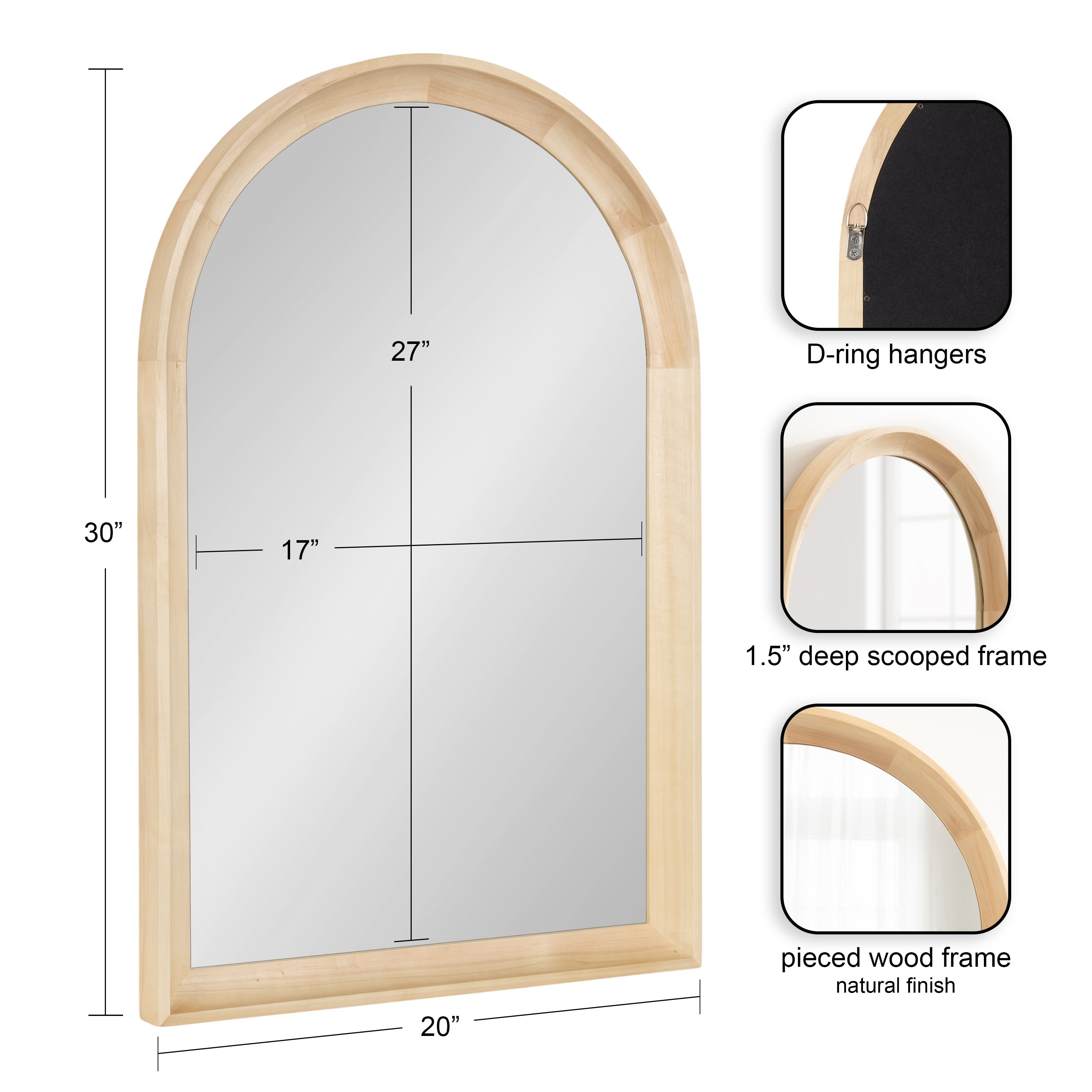 Miroir mural en bois Arch de Kate et Laurel Hatherleigh