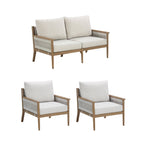 Ensemble de conversation de patio 3 pièces Kayden Bohemian, causeuse et chaises d'extérieur avec cadre en bois d'acacia massif