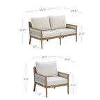 Ensemble de conversation de patio 3 pièces Kayden Bohemian, causeuse et chaises d'extérieur avec cadre en bois d'acacia massif