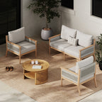Ensemble de conversation de patio 3 pièces Kayden Bohemian, causeuse et chaises d'extérieur avec cadre en bois d'acacia massif