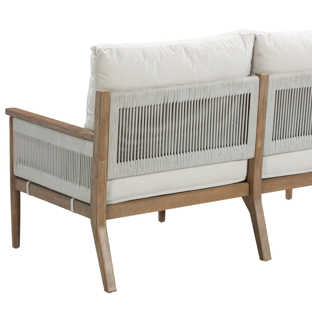 Ensemble de conversation de patio 3 pièces Kayden Bohemian, causeuse et chaises d'extérieur avec cadre en bois d'acacia massif