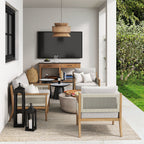 Ensemble de conversation de patio 3 pièces Kayden Bohemian, causeuse et chaises d'extérieur avec cadre en bois d'acacia massif