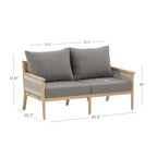 Ensemble de conversation de patio 3 pièces Kayden Bohemian, causeuse et chaises d'extérieur avec cadre en bois d'acacia massif