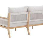 Ensemble de conversation de patio 3 pièces Kayden Bohemian, causeuse et chaises d'extérieur avec cadre en bois d'acacia massif