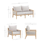 Ensemble de conversation de patio 3 pièces Kayden Bohemian, causeuse et chaises d'extérieur avec cadre en bois d'acacia massif