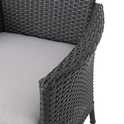 Ensemble de salle à manger d'extérieur Kendricks 5 pièces en osier avec coussins par Christopher Knight Home
