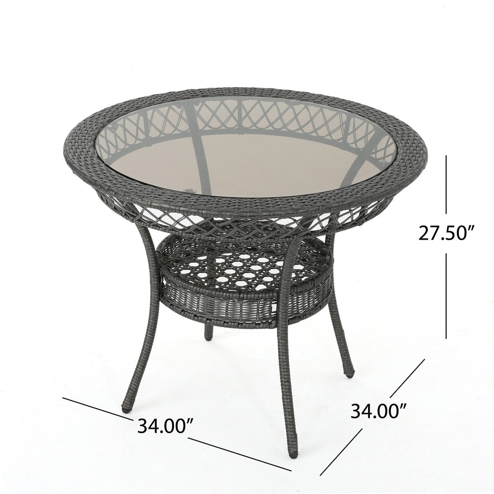 Ensemble de salle à manger d'extérieur Kendricks 5 pièces en osier avec coussins par Christopher Knight Home
