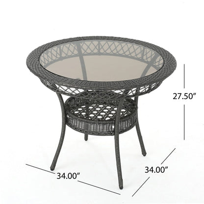 Ensemble de salle à manger d'extérieur Kendricks 5 pièces en osier avec coussins par Christopher Knight Home
