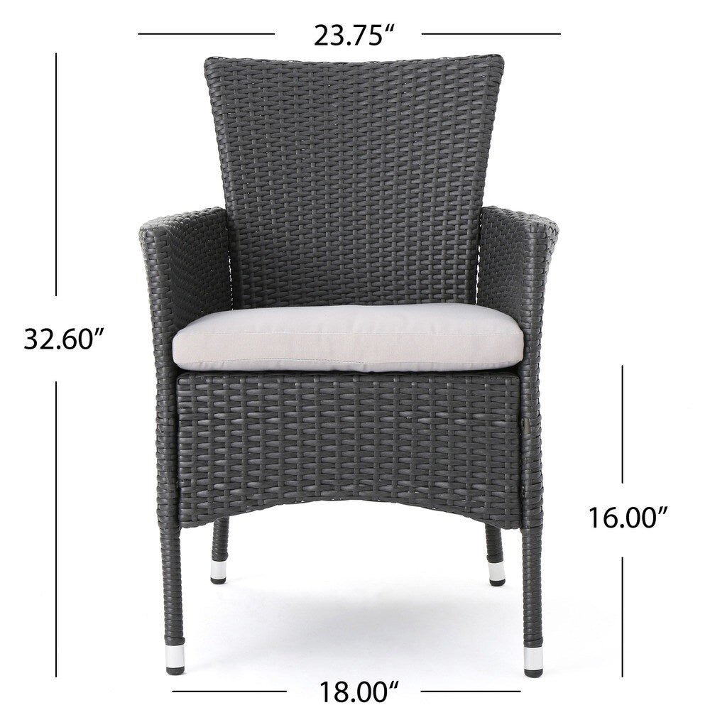 Ensemble de salle à manger d'extérieur Kendricks 5 pièces en osier avec coussins par Christopher Knight Home