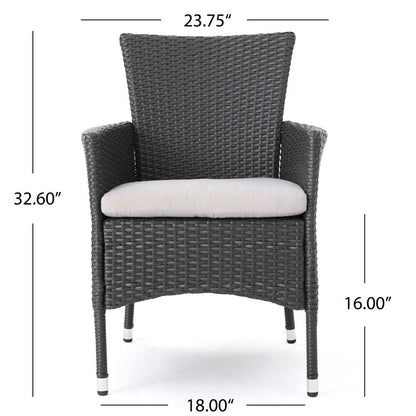 Ensemble de salle à manger d'extérieur Kendricks 5 pièces en osier avec coussins par Christopher Knight Home