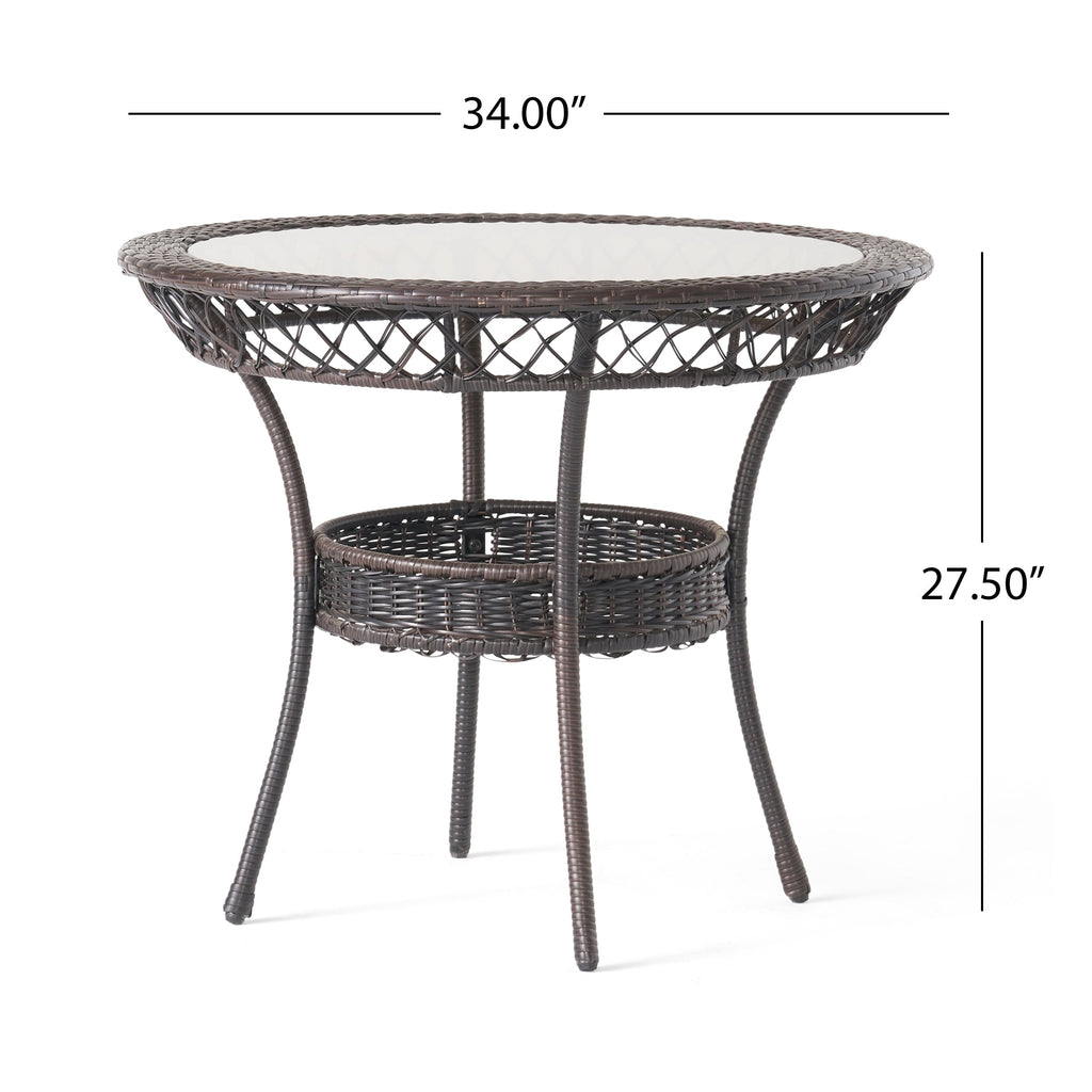 Ensemble de salle à manger d'extérieur Kendricks 5 pièces en osier avec coussins par Christopher Knight Home