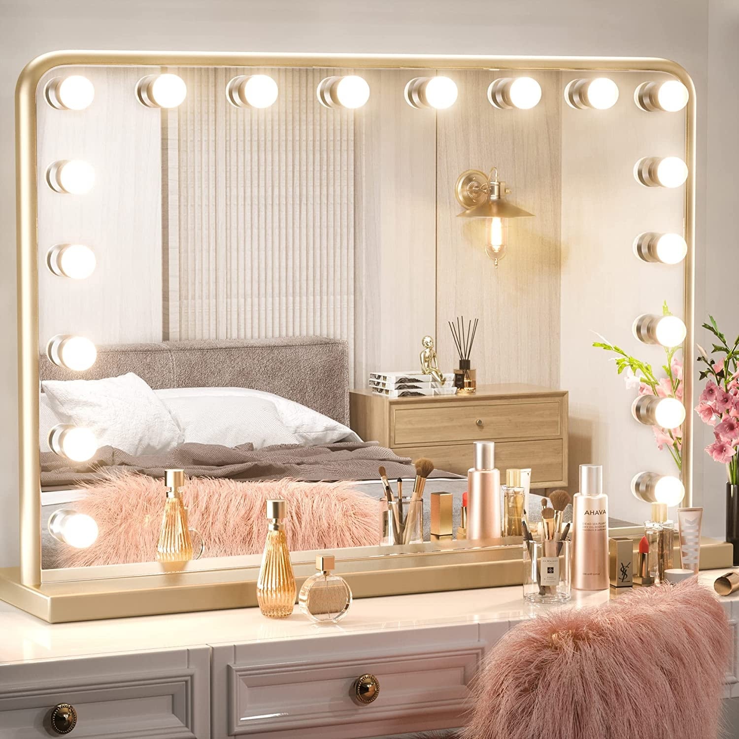 Miroir de maquillage Hollywood Keonjinn à LED avec 15/18 lumières LED