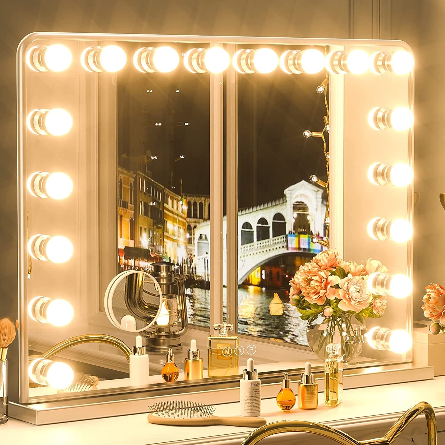 Miroir de maquillage Hollywood Keonjinn à LED avec 15/18 lumières LED