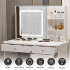 Coiffeuse Kerrogee avec miroir éclairé réglable et tabouret - 39,4 L x 19,7 l x 53,5 H