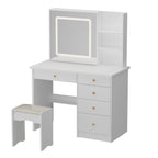 Coiffeuse Kerrogee avec miroir éclairé réglable et tabouret - 39,4 L x 19,7 l x 53,5 H