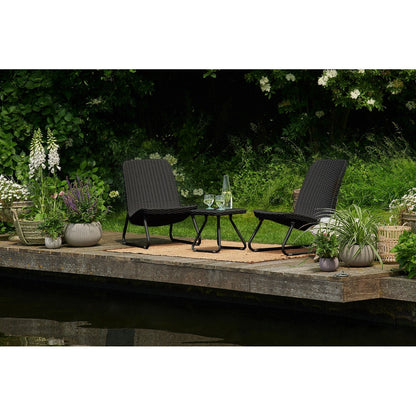 Ensemble de 3 chaises et table de conversation d'extérieur toutes saisons Keter Rio