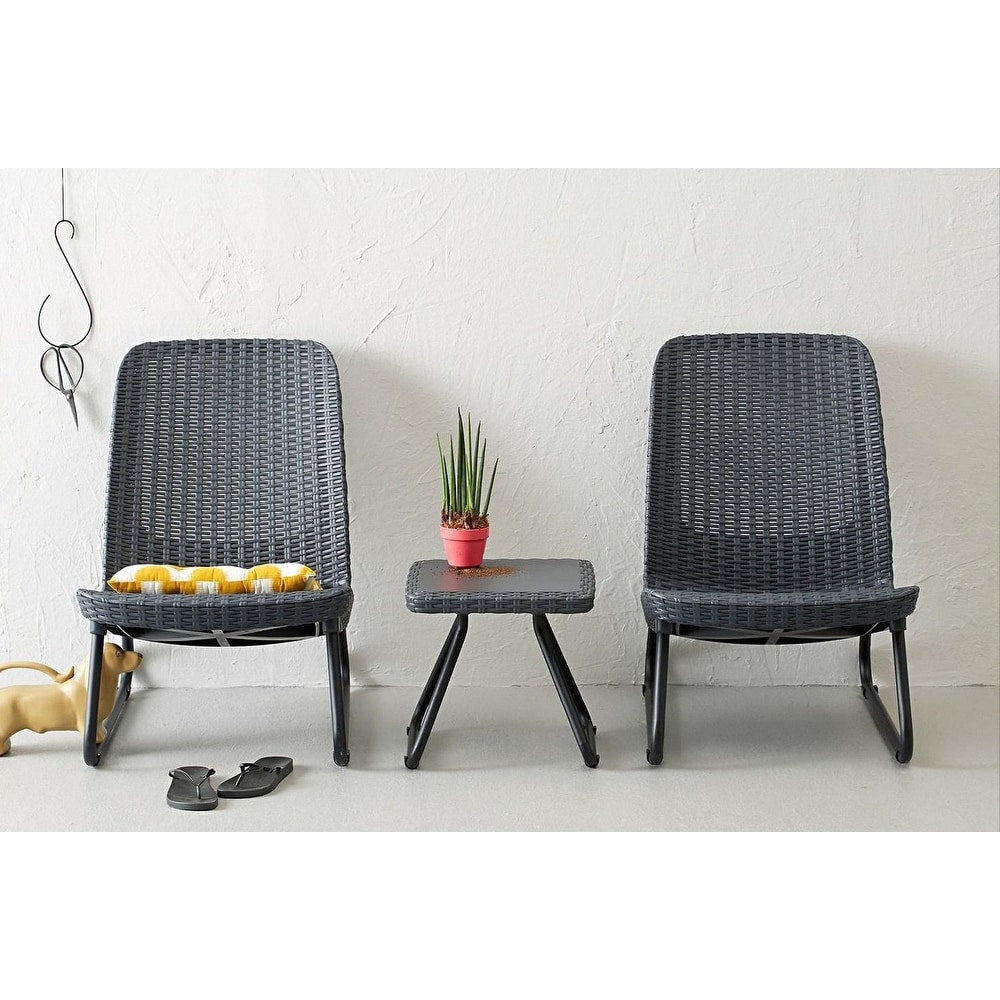 Ensemble de 3 chaises et table de conversation d'extérieur toutes saisons Keter Rio
