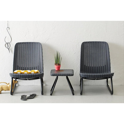 Ensemble de 3 chaises et table de conversation d'extérieur toutes saisons Keter Rio