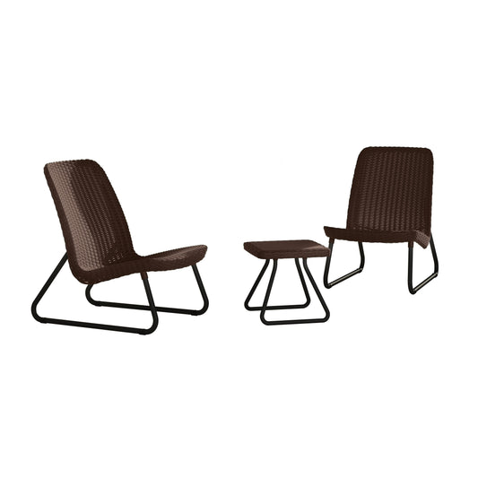 Ensemble de 3 chaises et table de conversation d'extérieur toutes saisons Keter Rio