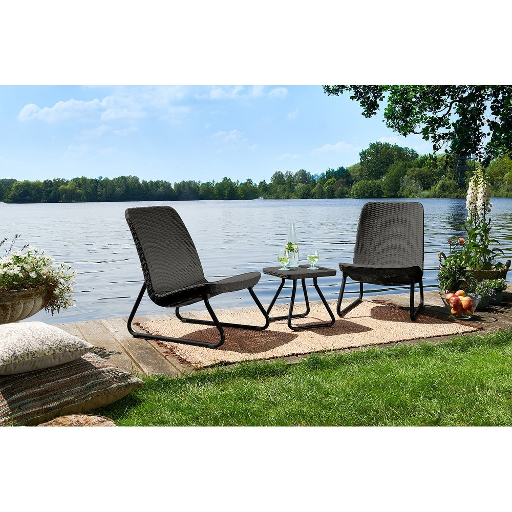Ensemble de 3 chaises et table de conversation d'extérieur toutes saisons Keter Rio
