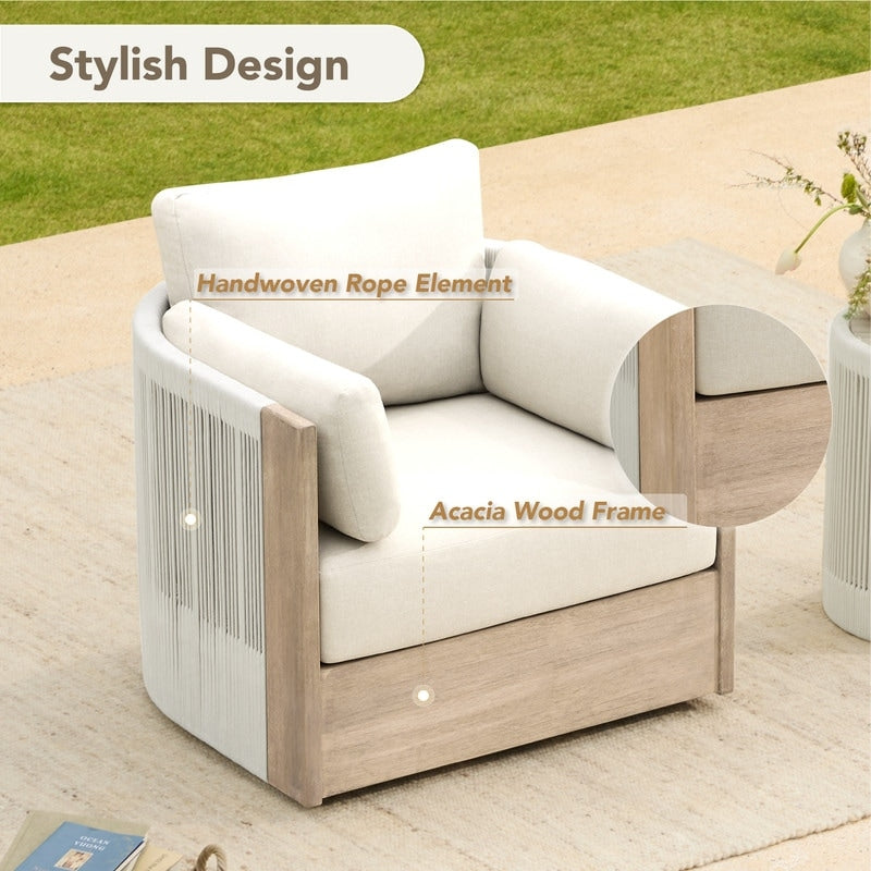 Chaise pivotante Khloe pour meubles de jardin en bois