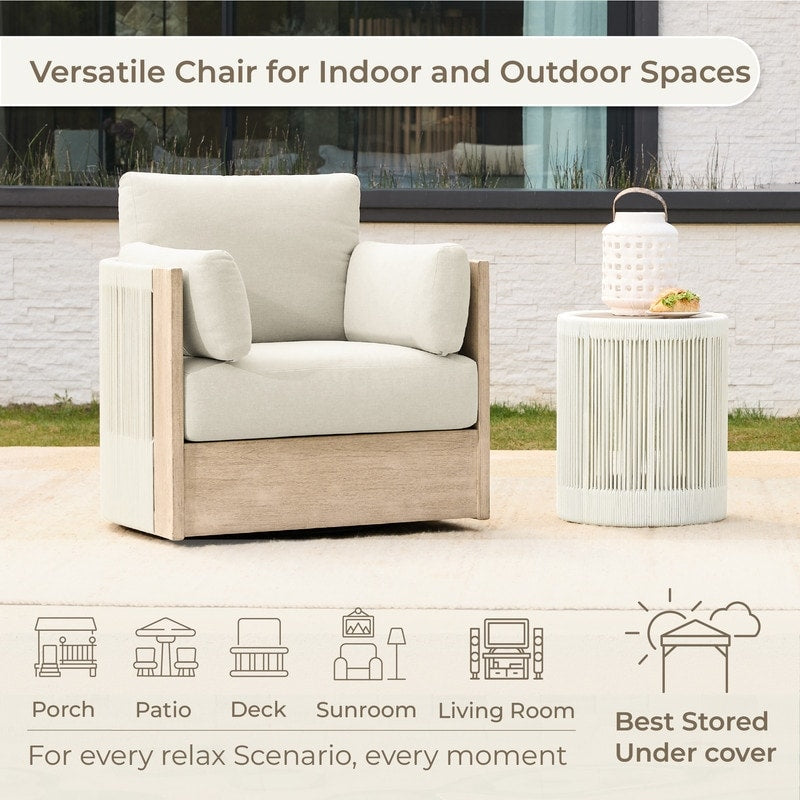 Chaise pivotante Khloe pour meubles de jardin en bois