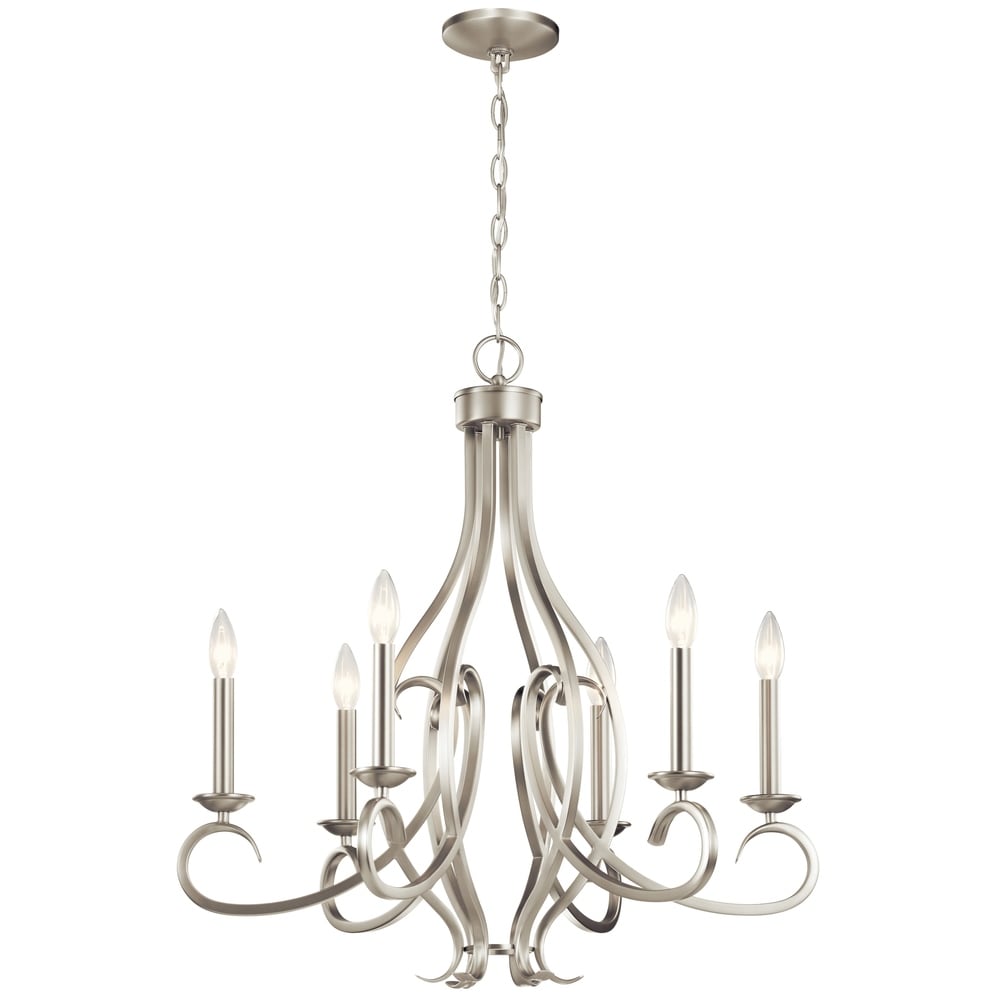 Lustre Kichler Lighting Ania à 6 lumières en nickel brossé
