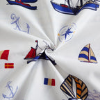 Parure de lit imprimée pour enfants et garçons, en percale de coton 600 fils, avec housse de couette et drap-housse, motif bateau à voile nautique