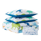 Parure de lit 5 pièces avec couette, taie d'oreiller et drap pour enfants Motif dinosaures