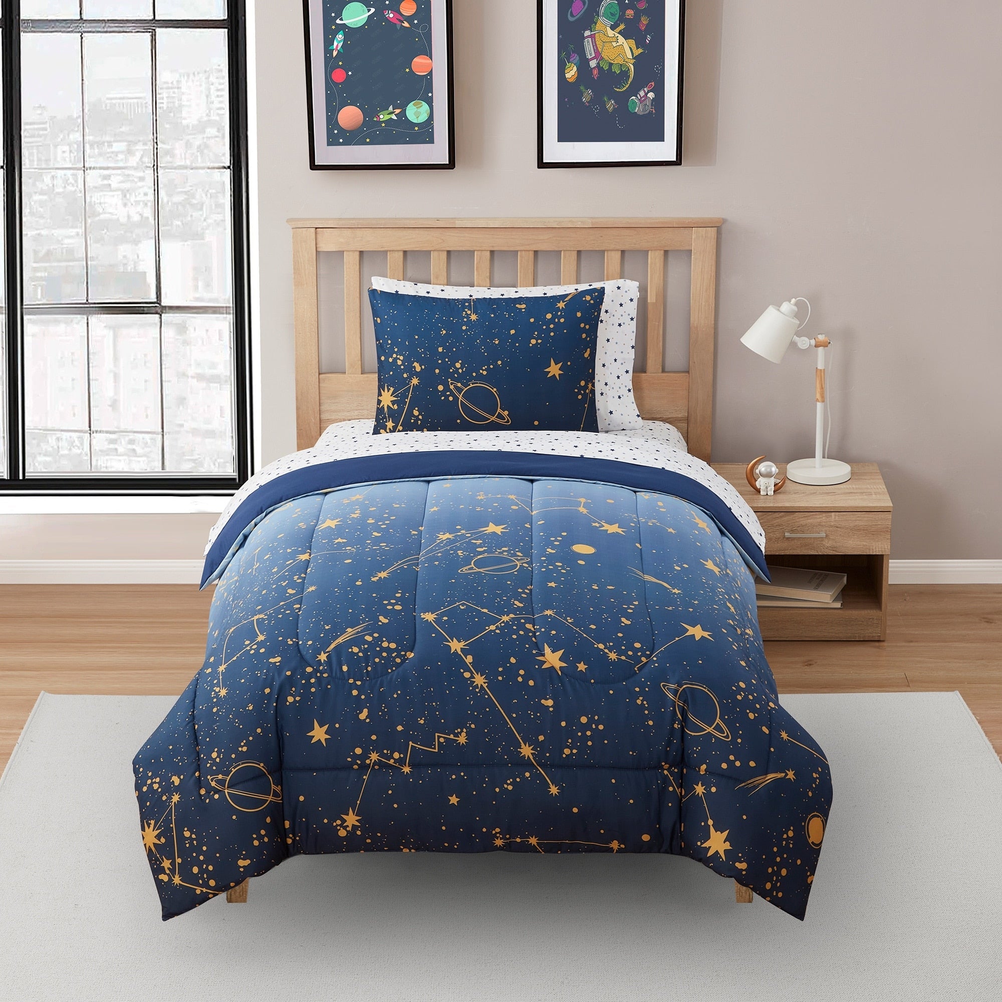 Parure de lit pour enfants Galaxy Bed in a Bag : couette, taie d'oreiller et drap