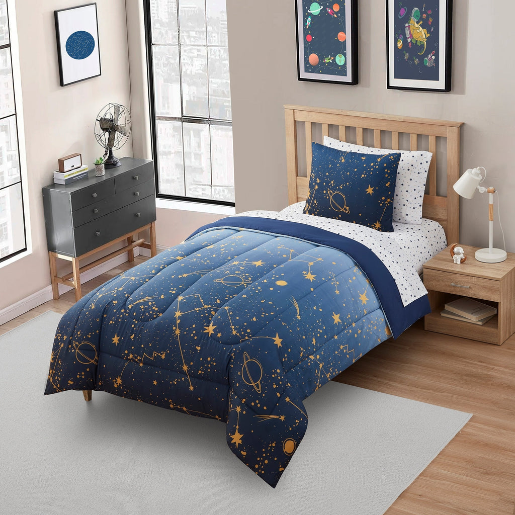 Parure de lit pour enfants Galaxy Bed in a Bag : couette, taie d'oreiller et drap