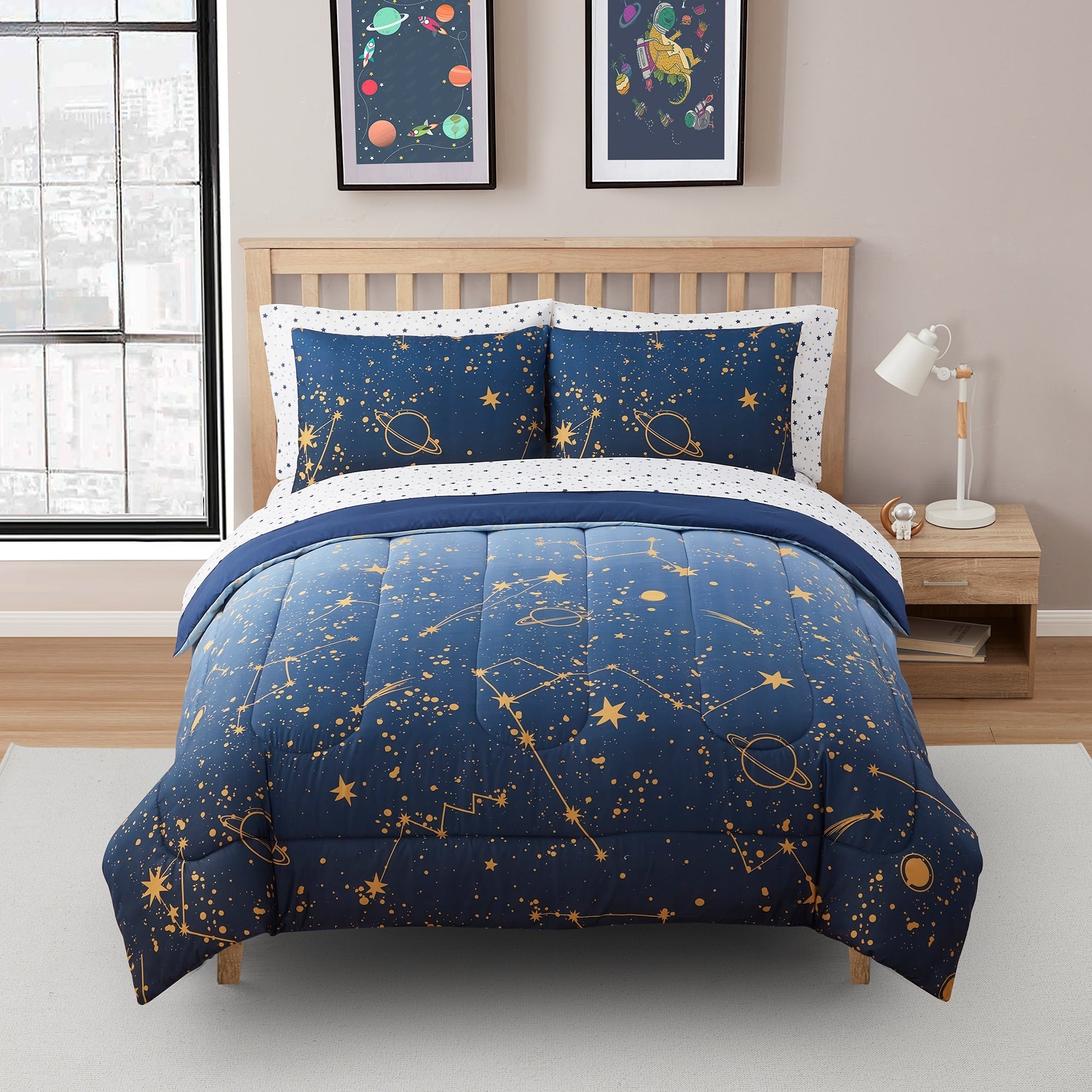 Parure de lit pour enfants Galaxy Bed in a Bag : couette, taie d'oreiller et drap