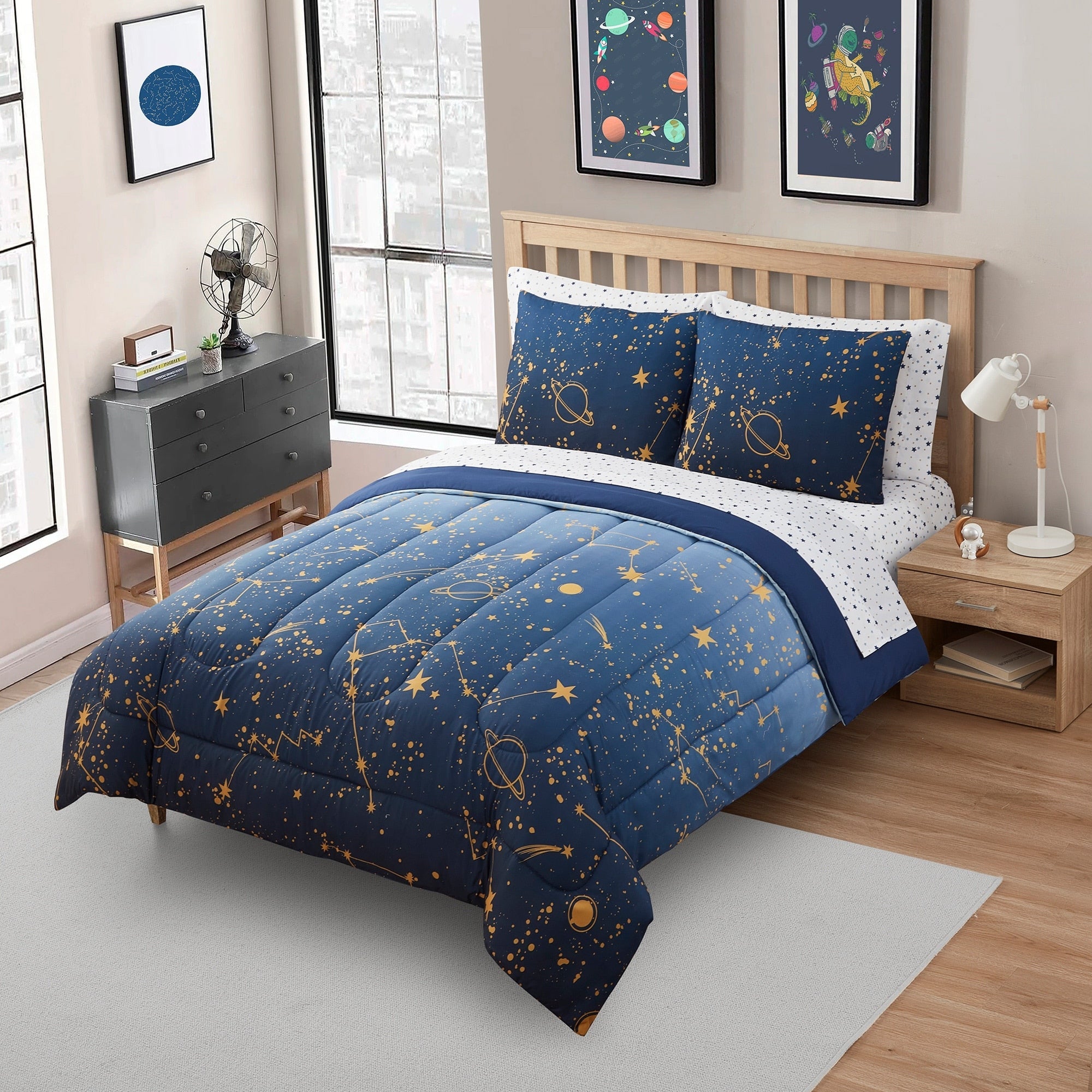 Parure de lit pour enfants Galaxy Bed in a Bag : couette, taie d'oreiller et drap
