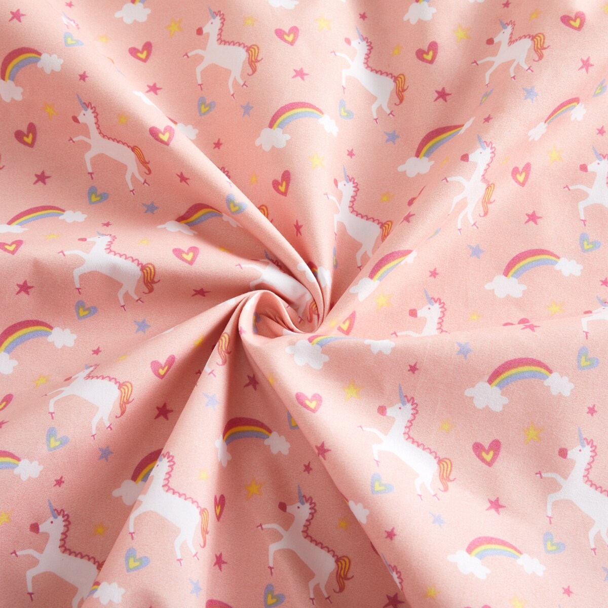 Parure de lit toutes saisons en percale de coton doux et épais, 600 fils au pouce carré, motif licorne rose et arc-en-ciel
