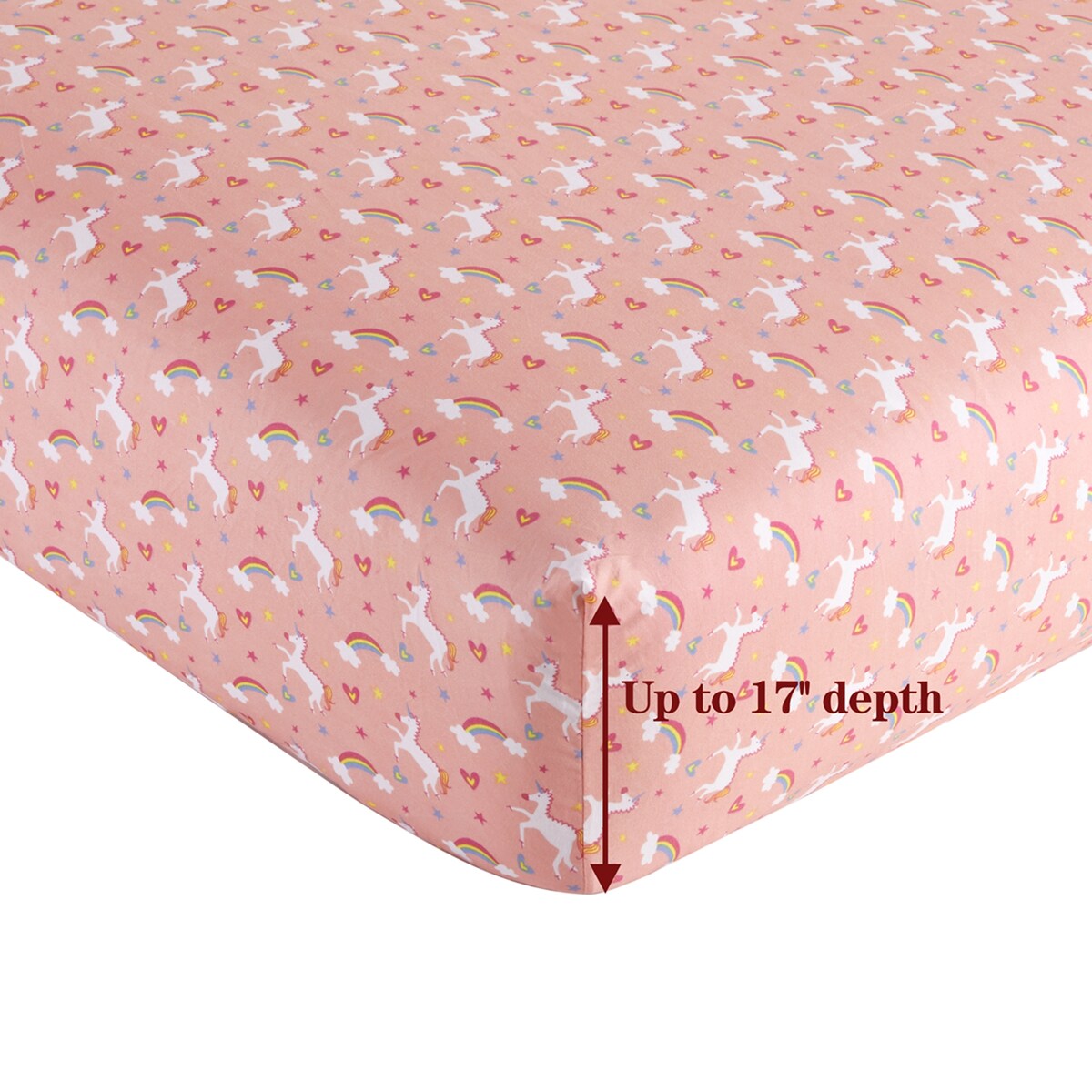 Parure de lit toutes saisons en percale de coton doux et épais, 600 fils au pouce carré, motif licorne rose et arc-en-ciel