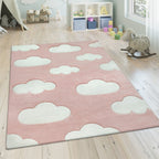 Tapis pour chambre d'enfant ou crèche aux couleurs pastel avec nuages