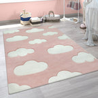 Tapis pour chambre d'enfant ou crèche aux couleurs pastel avec nuages